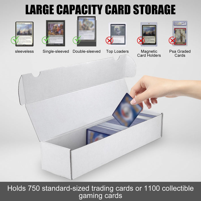 10-Pack White Corrugated Cardboard Storage Boxes for Trading Cards, 1100-Count Capacity