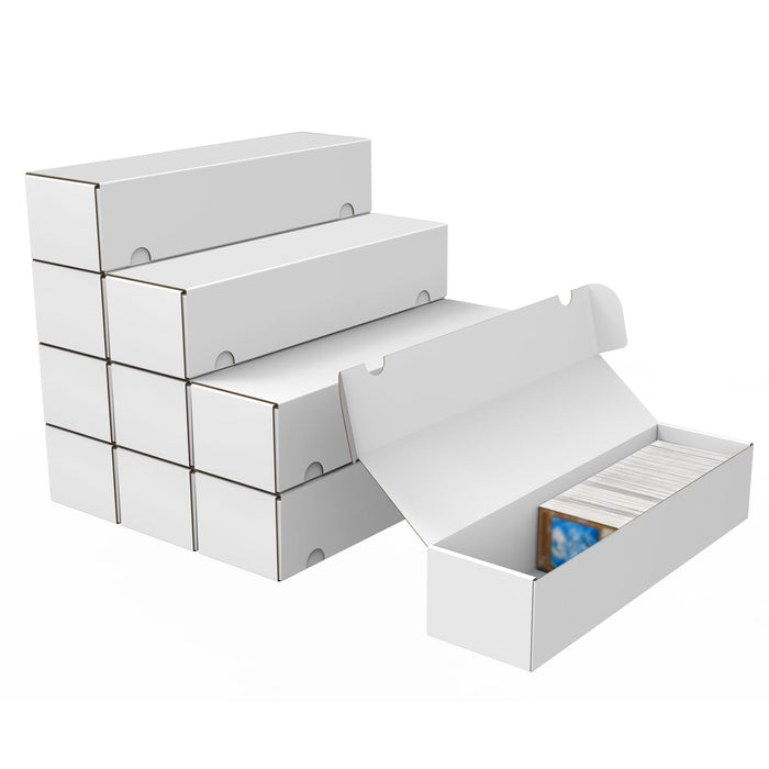 10-Pack White Corrugated Cardboard Storage Boxes for Trading Cards, 1100-Count Capacity