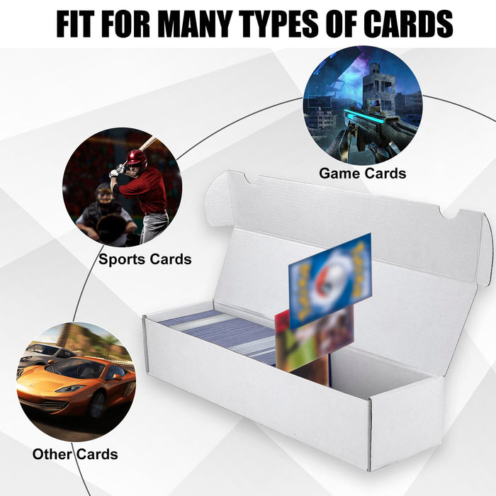 10-Pack White Corrugated Cardboard Storage Boxes for Trading Cards, 1100-Count Capacity